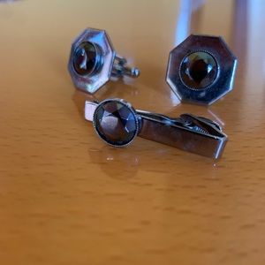 Men’s Vintage Cufflinks With Matching Tie Clasp